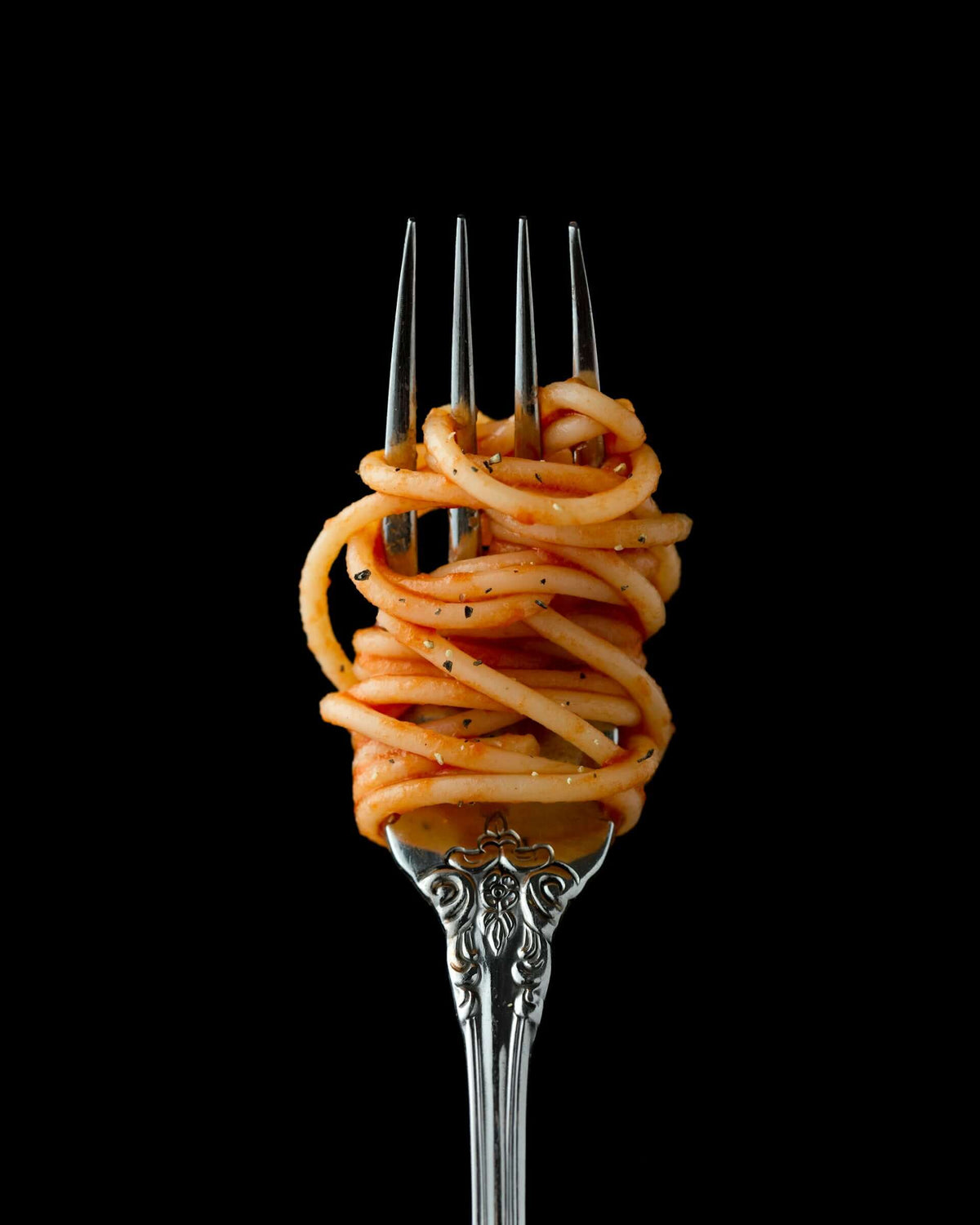 A fork with Grandma's egg spaghetti wrapped around.