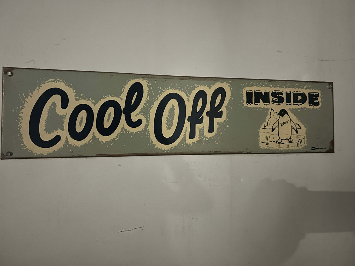 Cool Off sign posted outside our freezer space.