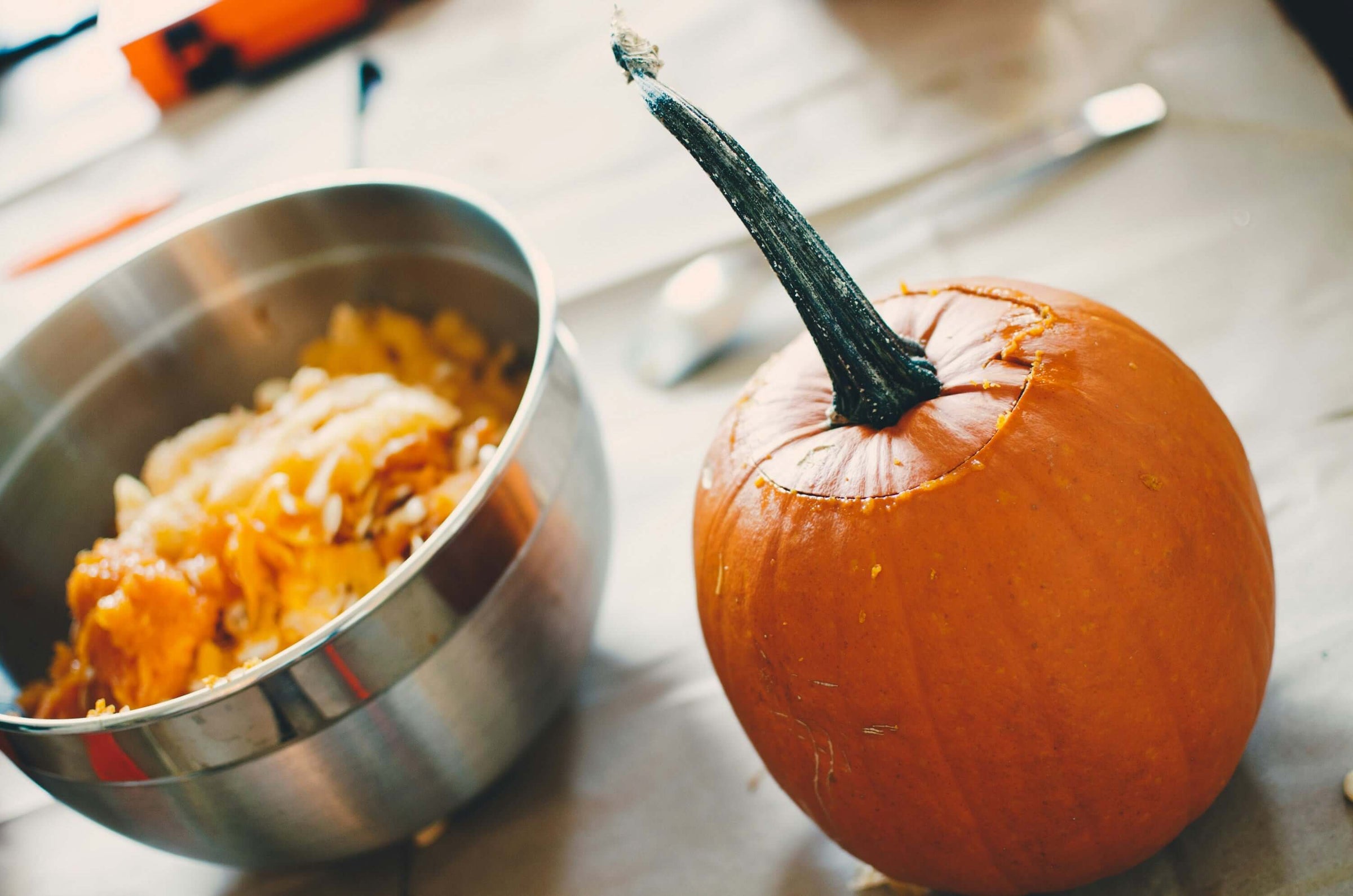 Pumpkin after inside scooped out.