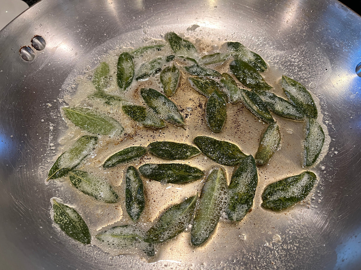 Sage leaves browning in butter